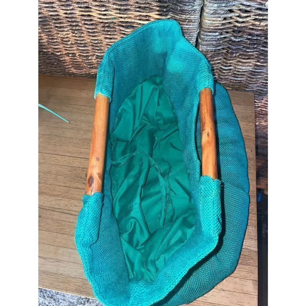 Green Boho Burlap Satchel/Handbag-NWOT